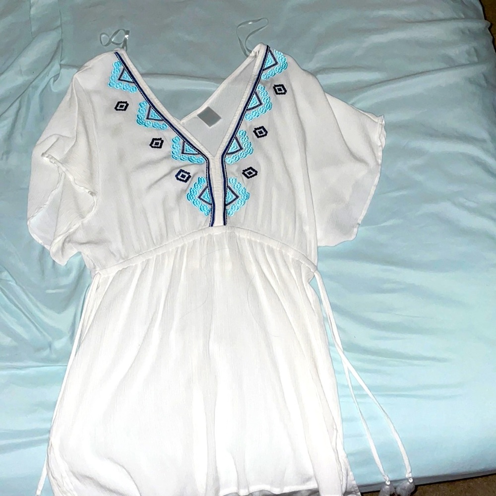 White/teal pool and or beach coverup!